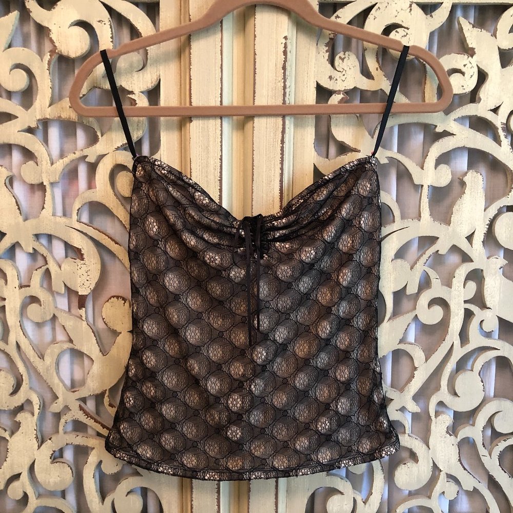 S The Limited black lace bow strapless top